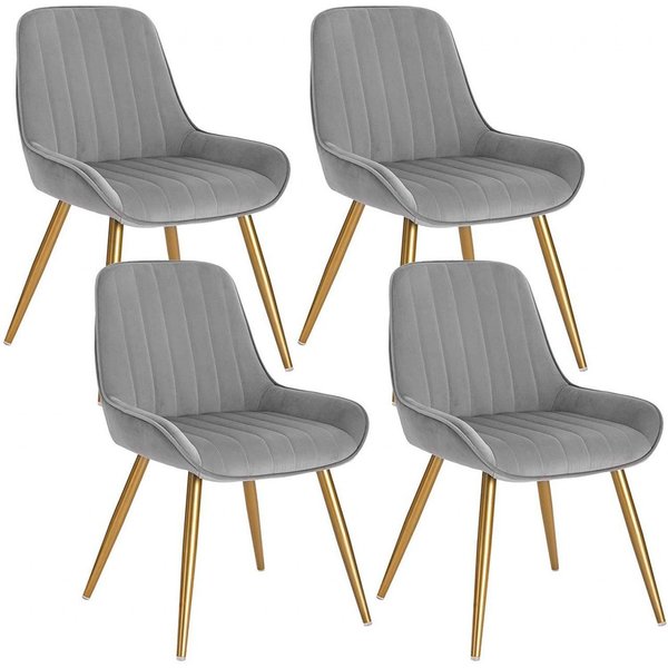 EUGAD Esszimmerstuhl (4 St), Retro, Sitzfläche aus Samt, mit Metallbeine