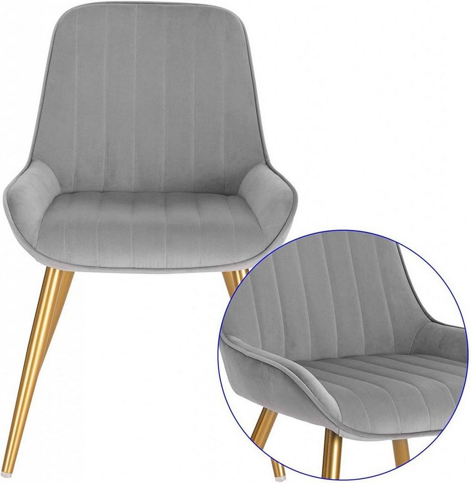 EUGAD Esszimmerstuhl (4 St), Retro, Sitzfläche aus Samt, mit Metallbeine – Bild 5 von 5