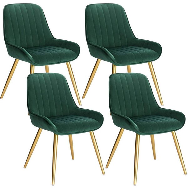 EUGAD Esszimmerstuhl (4 St), Retro, Sitzfläche aus Samt, mit Metallbeine