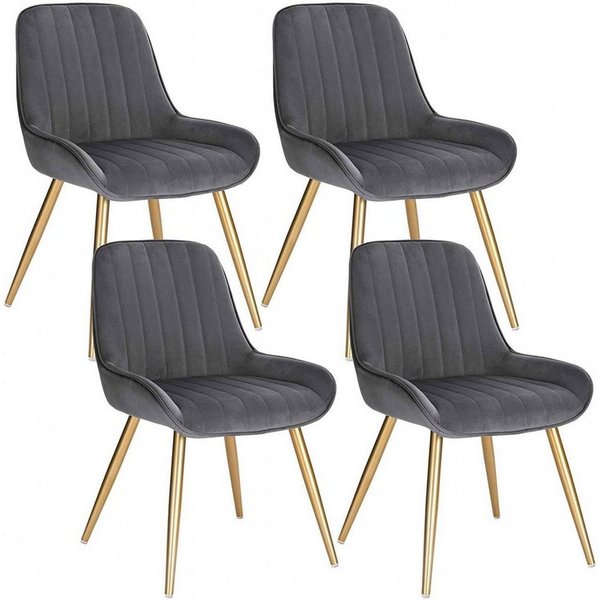 EUGAD Esszimmerstuhl (4 St), Retro, Sitzfläche aus Samt, mit Metallbeine