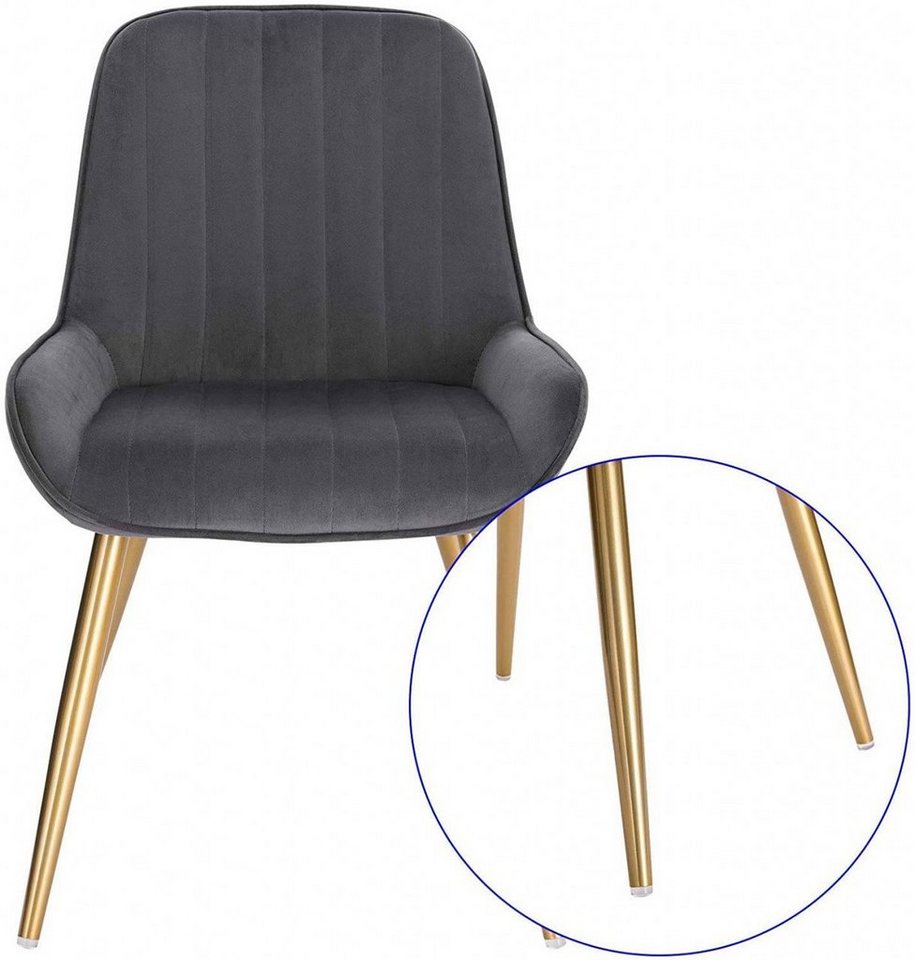 EUGAD Esszimmerstuhl (4 St), Retro, Sitzfläche aus Samt, mit Metallbeine – Bild 5 von 5