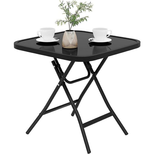 EUGAD Gartentisch (1-St), Beistelltisch klappbar, aus Glas&Metall, rechteckig