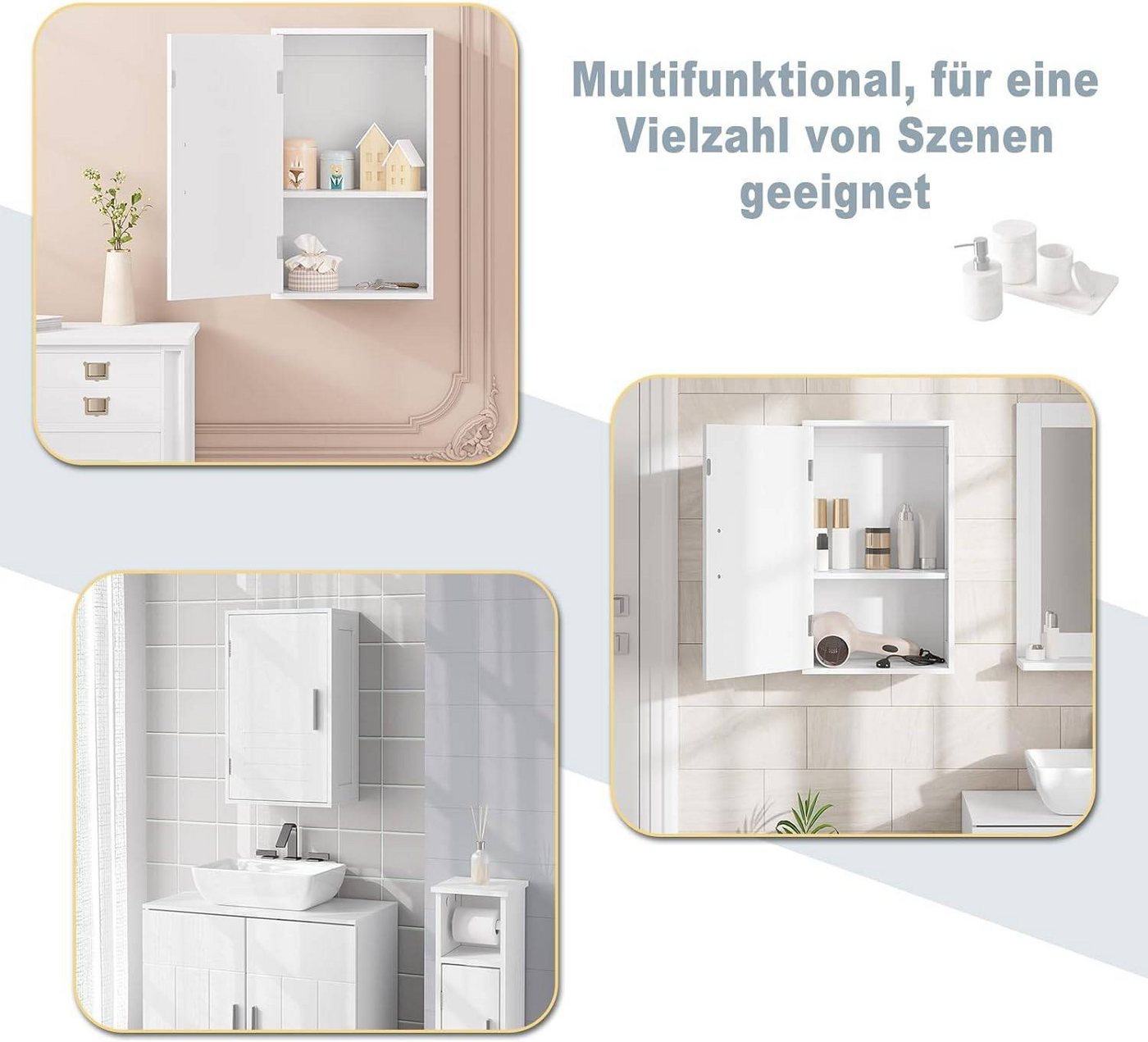 EUGAD Hängeschrank (1-St) mit Einer Tür, verstellbarem Einlegeboden – Bild 4 von 5