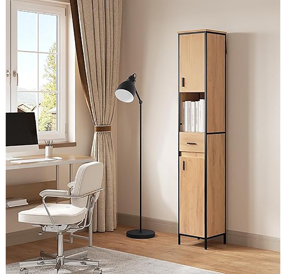 EUGAD Hochschrank (1-St) mit 5 Fächern 1 Schublade, natur, 30x180x30 cm – Bild 2 von 5