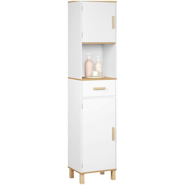 EUGAD Hochschrank (1-St) mit 5 Fächern 1 Schublade, weiß, 40x180x30 cm