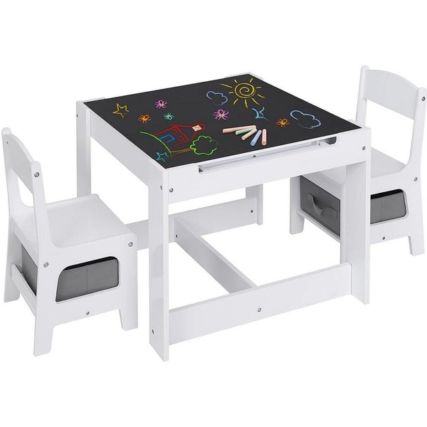 EUGAD Kindersitzgruppe, (3-tlg), mit Tafel und Papierrolle, Stauraum, Weiß