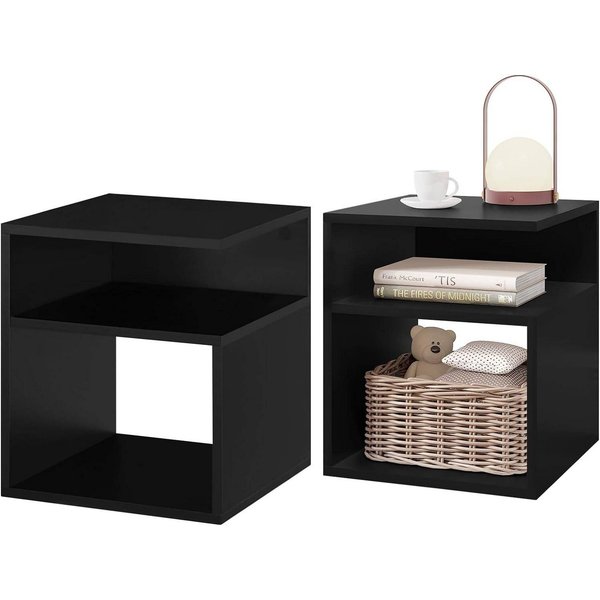 EUGAD Nachttisch (2-St., Set), Beistelltisch mit 2 offene Fächer