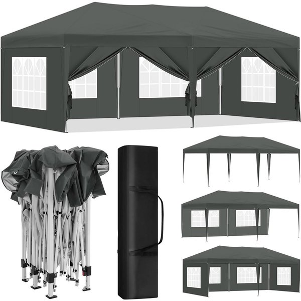 EUGAD Pavillon, mit 6 Seitenteilen, 6 Seitenwände, mit Fenster Reißverschlüsse, wasserdicht Winterfest