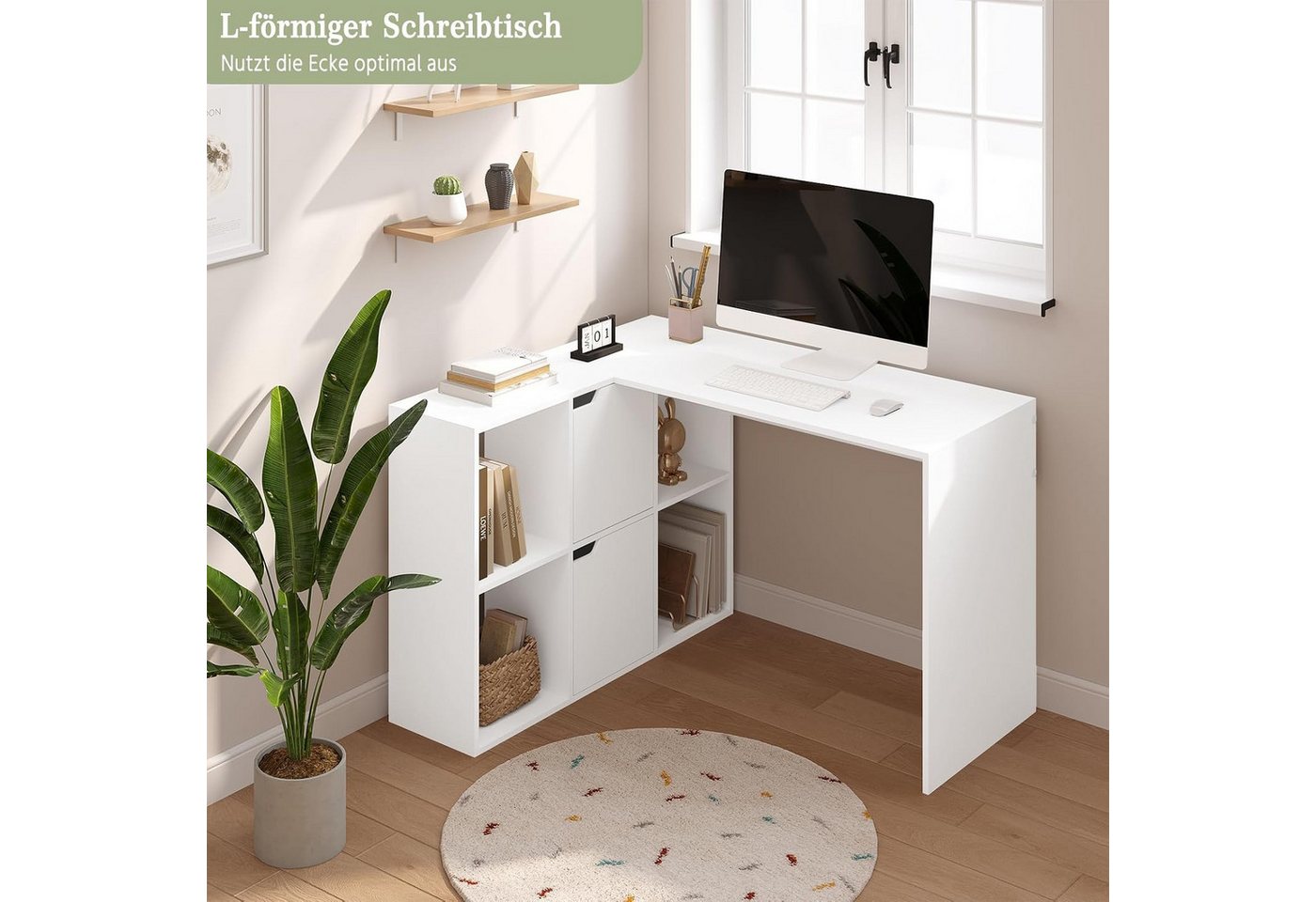 EUGAD Schreibtisch (1-St), L Form, Eckschreibtisch 118x100x75 cm – Bild 4 von 5