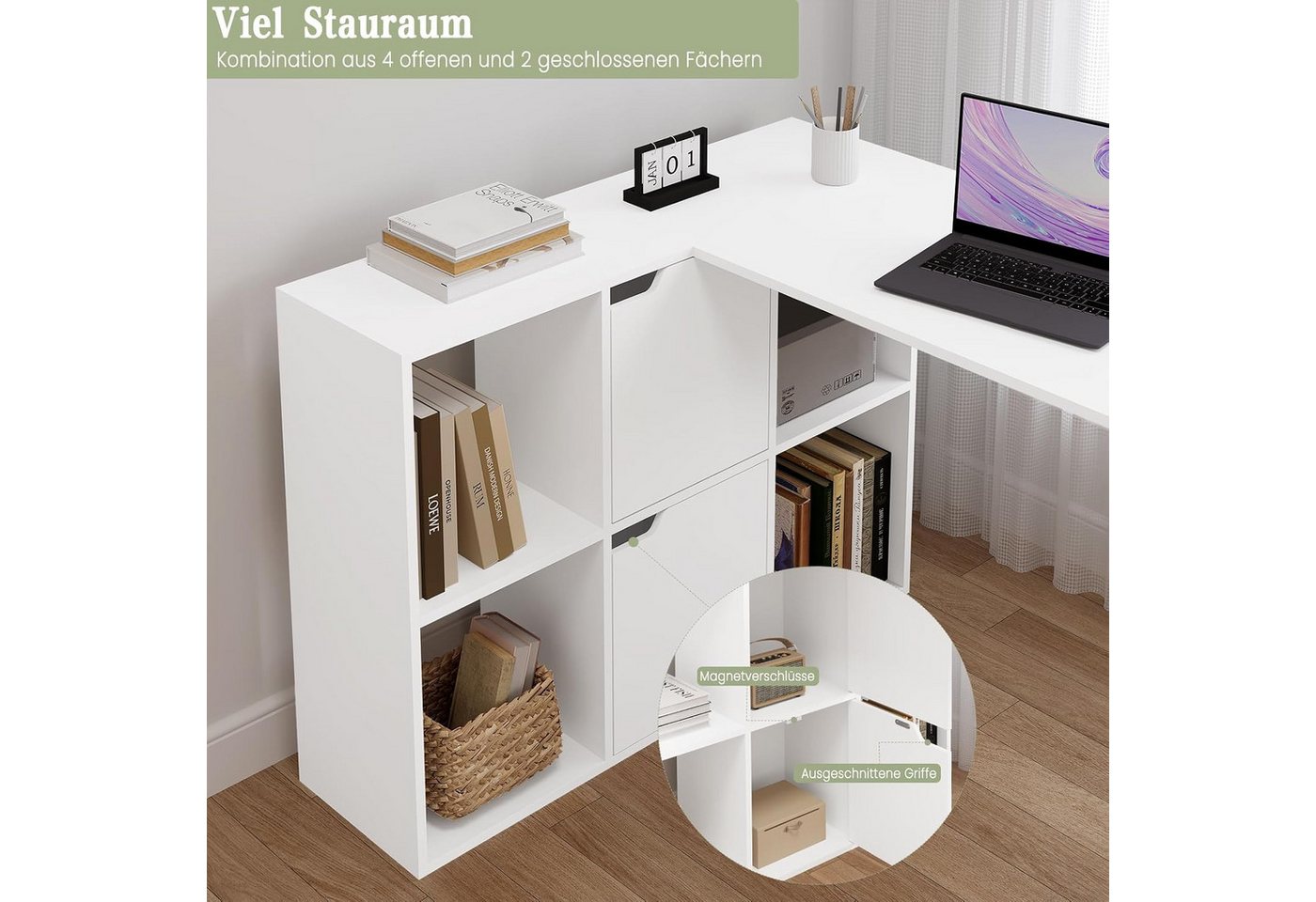 EUGAD Schreibtisch (1-St), L Form, Eckschreibtisch 118x100x75 cm – Bild 5 von 5