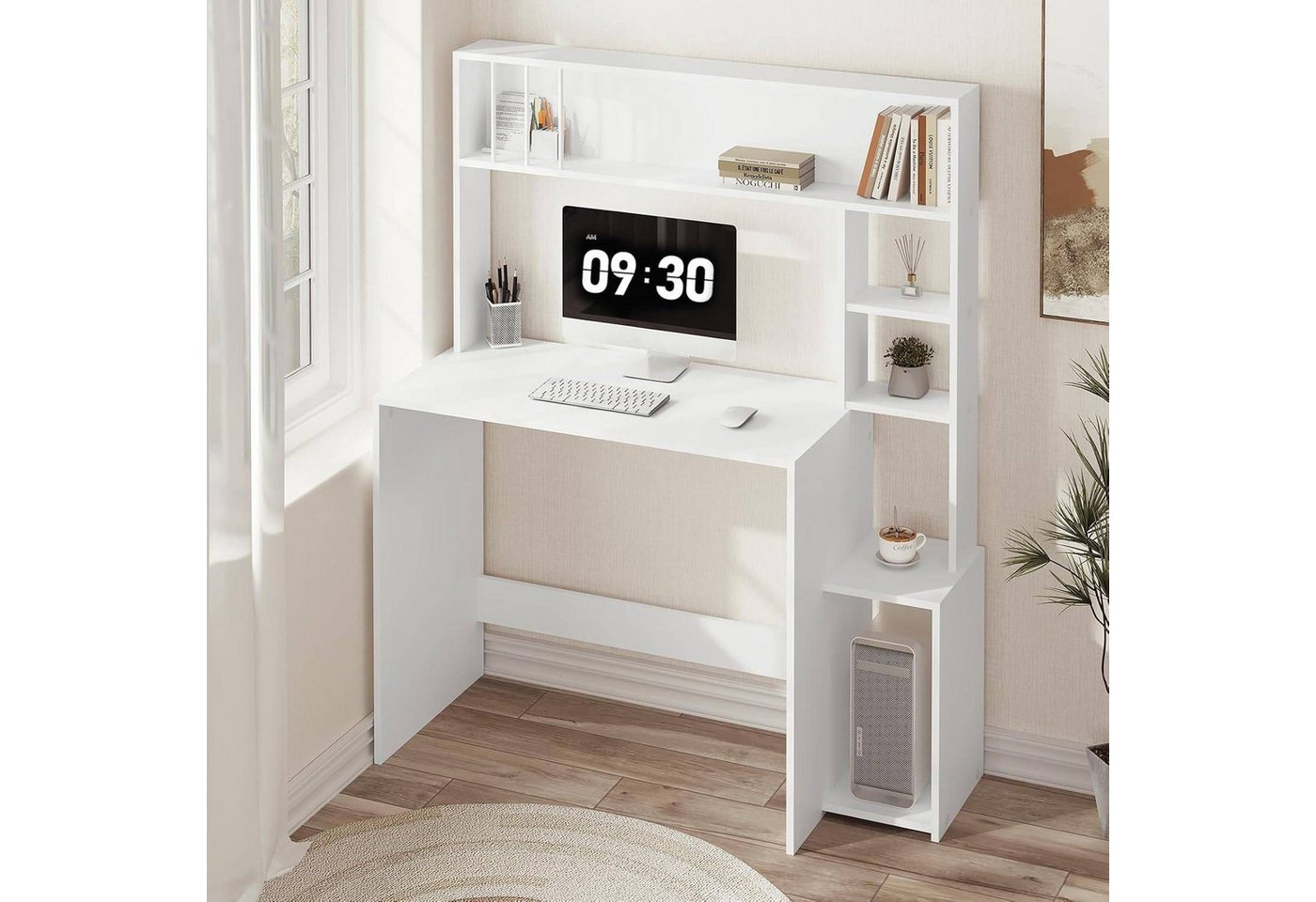 EUGAD Schreibtisch (1-St), Computertisch, 5-stufiges Bücherregal, mit Stauraum – Bild 4 von 5