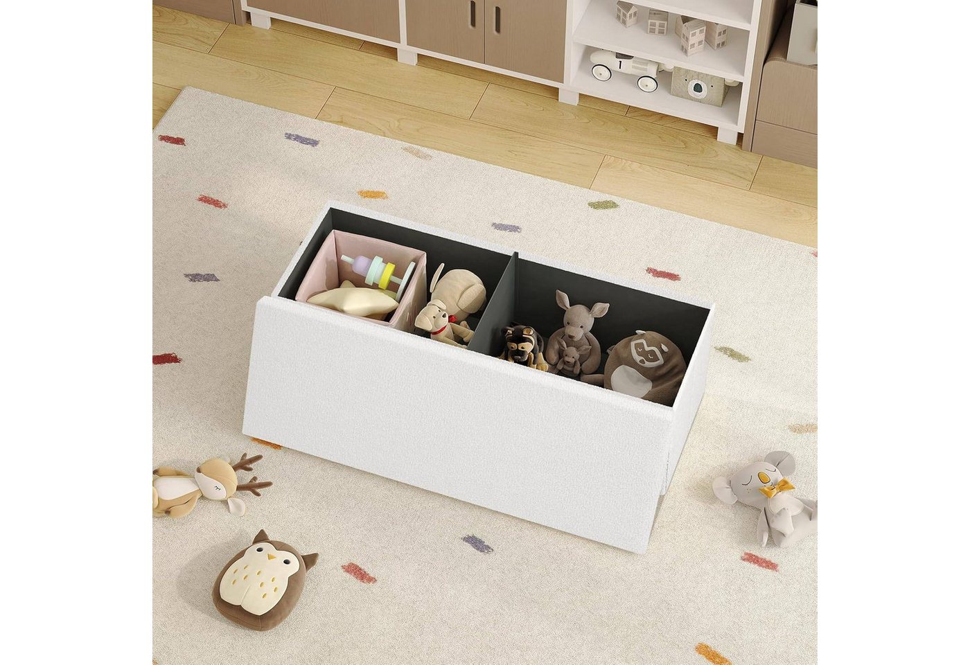 EUGAD Sitzbank (1-St), mit Stauraum, Teddystoff-Bezug, 200 kg belastbar – Bild 5 von 5