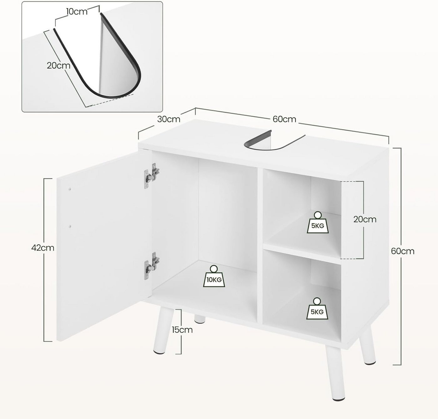 EUGAD Waschbeckenunterschrank (1-St) – Bild 3 von 5