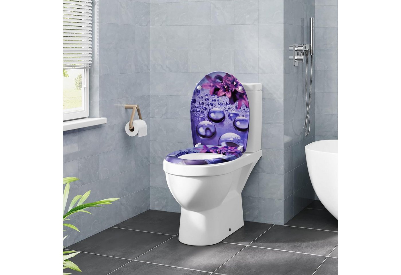 EUGAD WC-Sitz (1-St), Toilettendeckel mit Absenkautomatik O-förmige – Bild 2 von 4