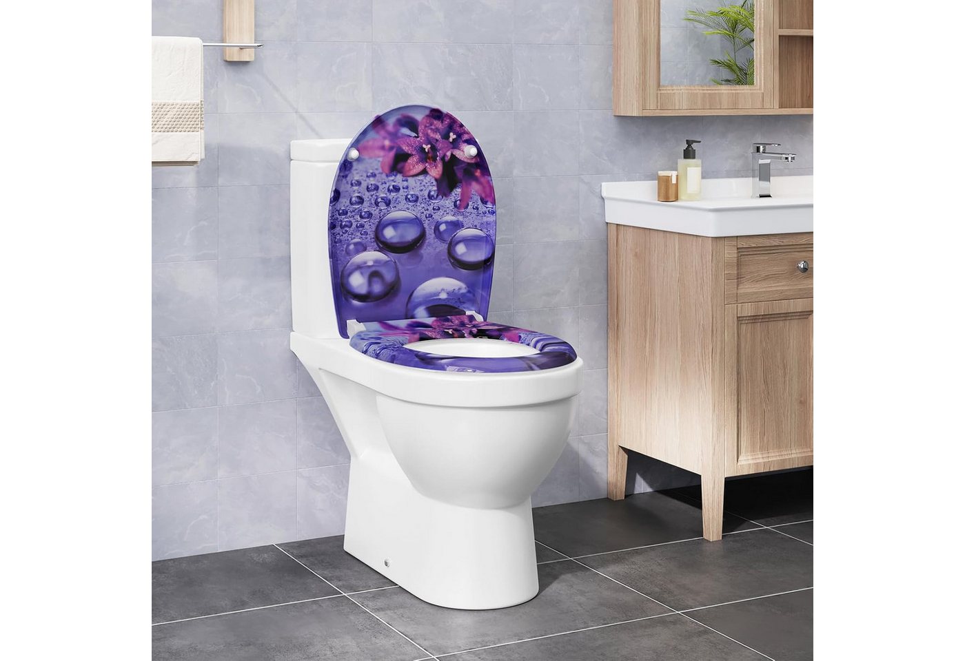 EUGAD WC-Sitz (1-St), Toilettendeckel mit Absenkautomatik O-förmige – Bild 3 von 4