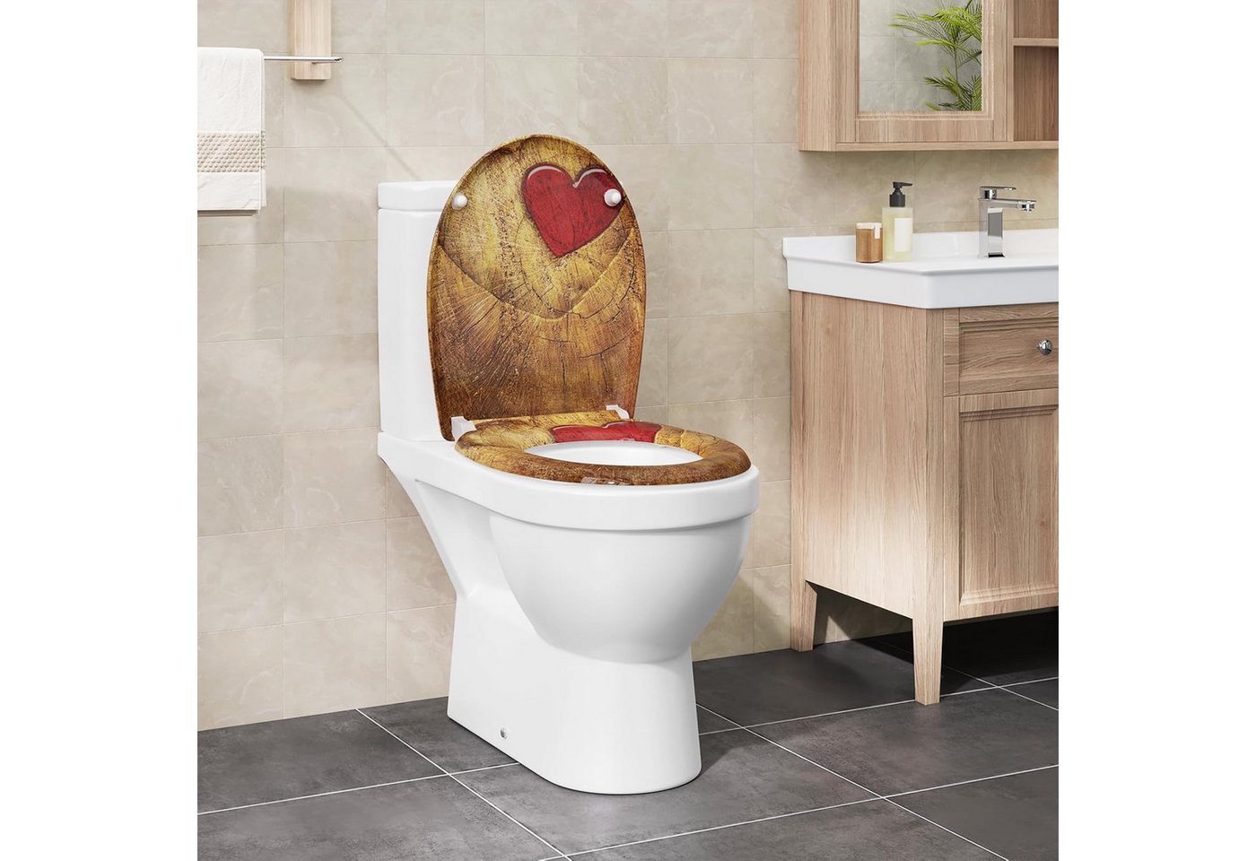 EUGAD WC-Sitz (1-St), Toilettendeckel mit Absenkautomatik O-förmige – Bild 3 von 4