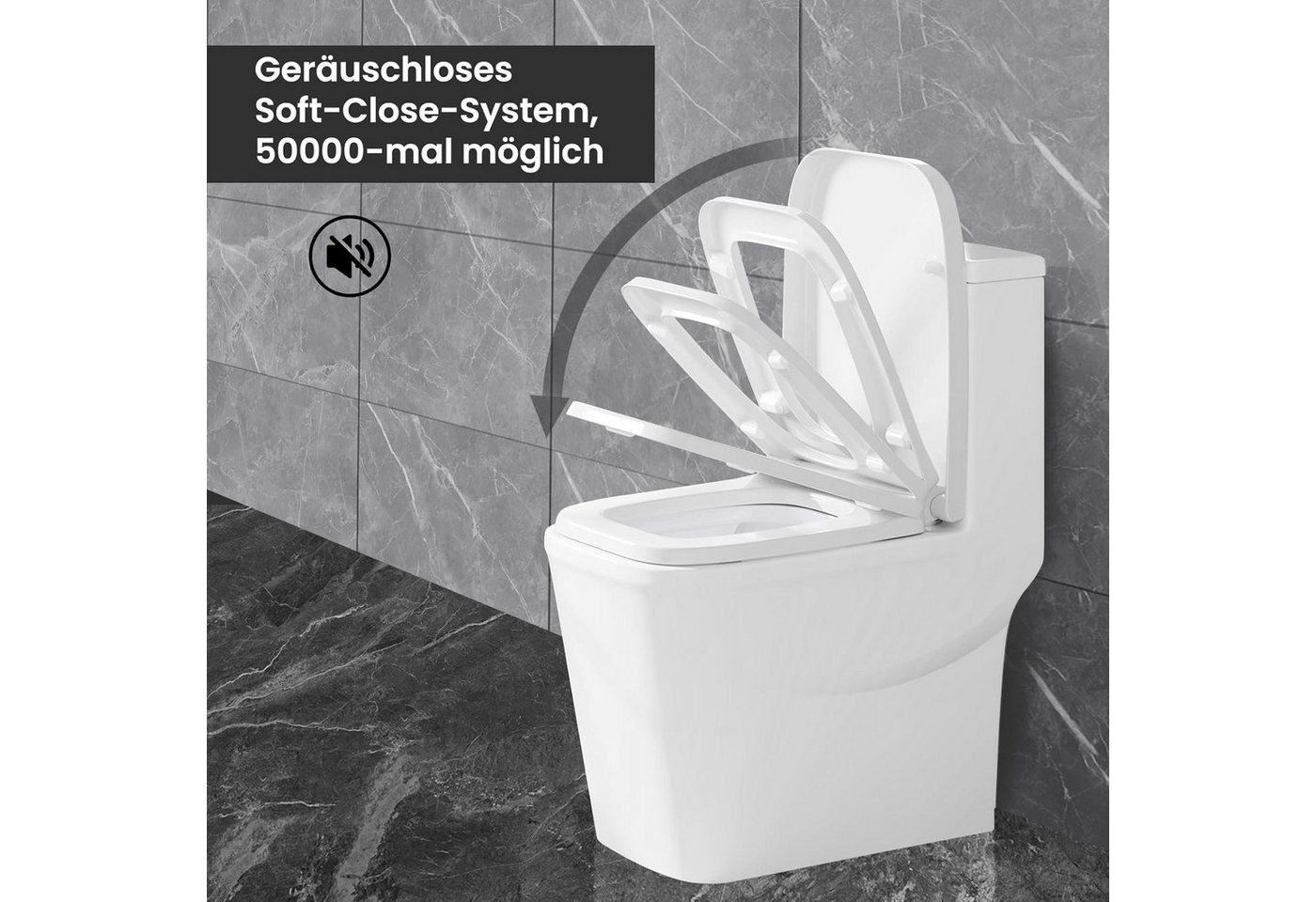 EUGAD WC-Sitz (1-St), Toilettendeckel Klodeckel mit Absenkautomatik – Bild 2 von 5
