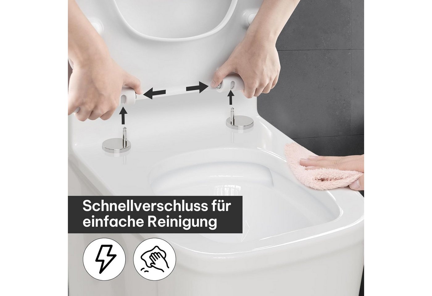 EUGAD WC-Sitz (1-St), Toilettendeckel Klodeckel mit Absenkautomatik – Bild 3 von 5