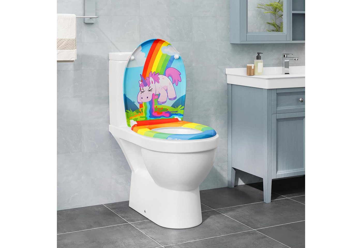 EUGAD WC-Sitz (1-St), Toilettendeckel mit Absenkautomatik O-förmige – Bild 2 von 4