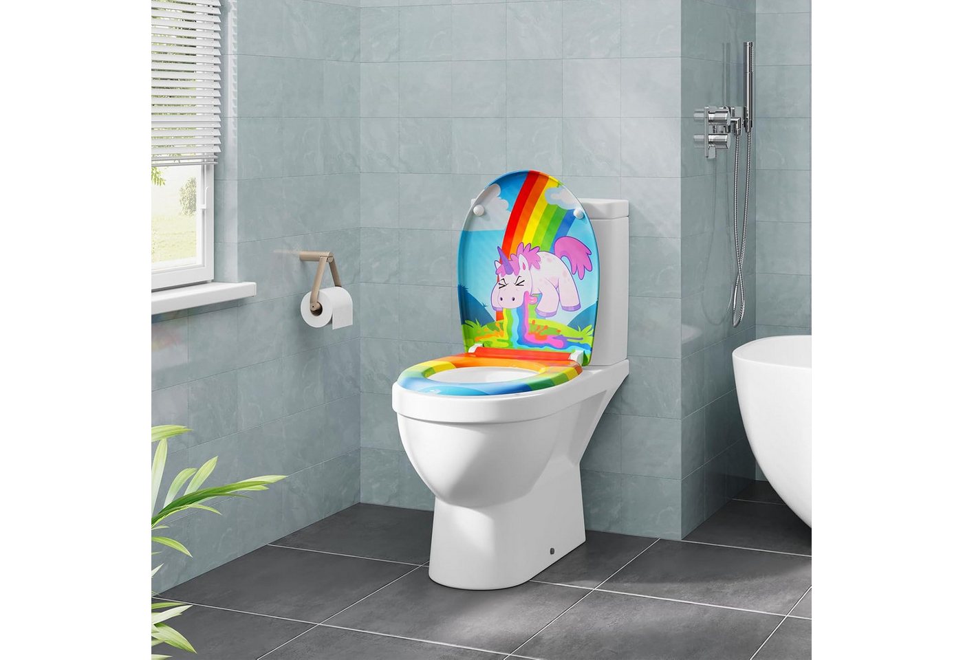 EUGAD WC-Sitz (1-St), Toilettendeckel mit Absenkautomatik O-förmige – Bild 3 von 4