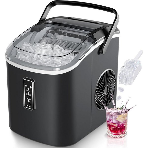 EUHOMY Eiswürfelmaschine Eiswuerfelmaschine 12 kg/24h, Bullet-Eiswuerfel, Selbstreinigend, selbstreinigend, tragbarer,für Zuhause, Küche und Büro