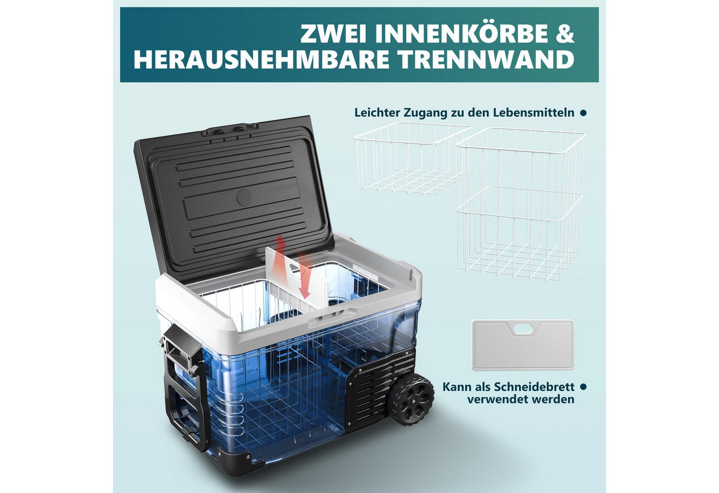 EUHOMY Kühlbox 35/50L Kompressor Kühlbox, Kühlbox für Auto Mit APP Steuerung, Tragbar, 50 l, Tragbar, App-Steuerung, Kompressor – Bild 2 von 5