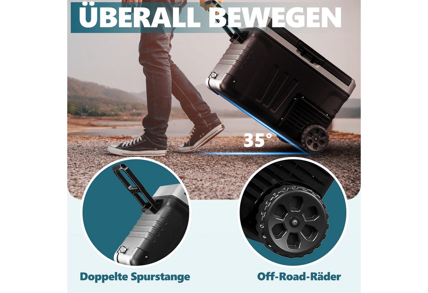 EUHOMY Kühlbox 35/50L Kompressor Kühlbox, Kühlbox für Auto Mit APP Steuerung, Tragbar, 50 l, Tragbar, App-Steuerung, Kompressor – Bild 4 von 5