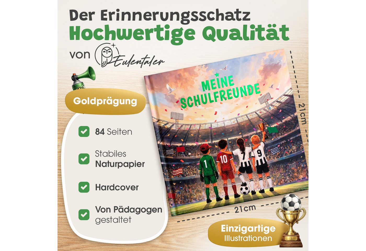 Eulentaler Freundebuch Junge (Schule) I von Pädagogen gestaltet, Autos, Monstertrucks & Goldprägung, Geschenk für Schulkinder – Bild 2 von 5