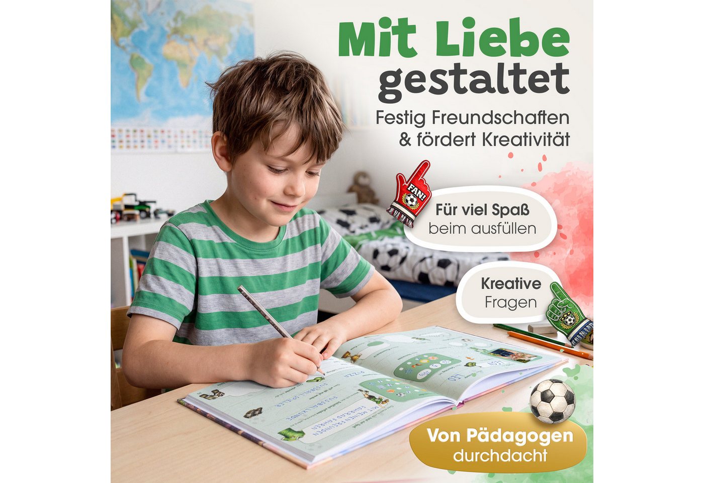 Eulentaler Freundebuch Junge (Schule) I von Pädagogen gestaltet, Autos, Monstertrucks & Goldprägung, Geschenk für Schulkinder – Bild 5 von 5
