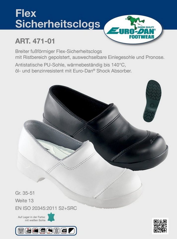 Euro-Dan 471-01 FLEX Clog Sicherheitsclogs, geschlossen & mit Pronose Weite 13 – Bild 2 von 3