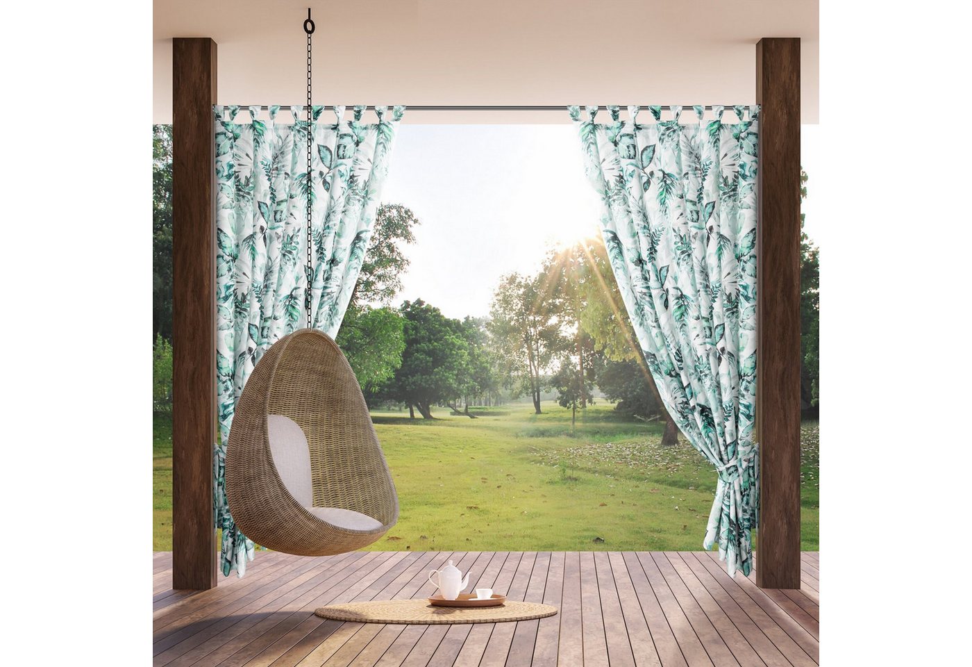 Eurofirany Outdoorvorhang GARDEN, wasserdichter Terrassenvorhang (1 St), Schlaufen, Lichtschutz, Polyester, für Pavillon, Pergola & Balkon, wetterfest, UV-Schut – Bild 2 von 5