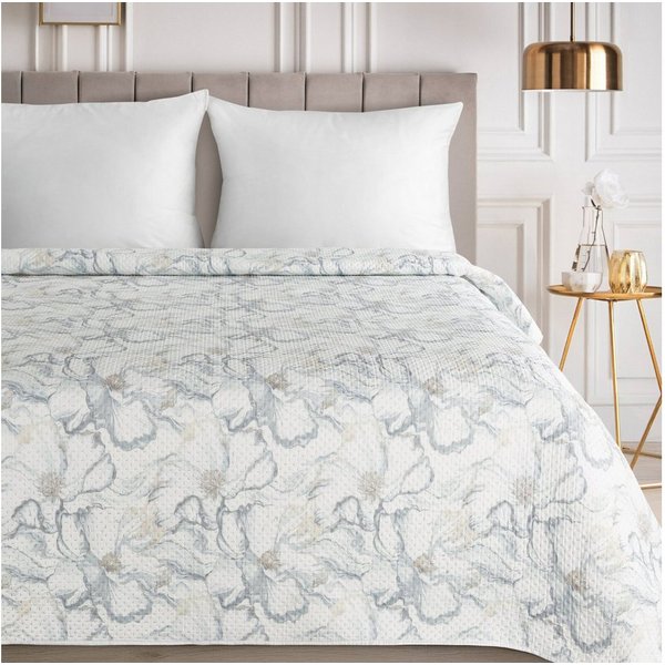 Eurofirany Tagesdecke floral, gesteppt & beidseitig, Bettüberwurf mit Blumenmuster, 170x210, 200x220, 220x240