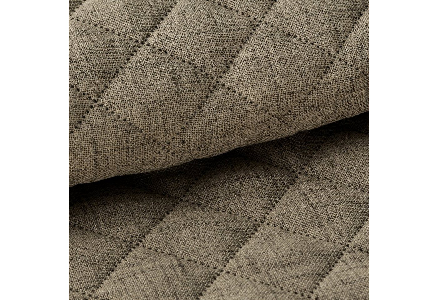 Eurofirany Tagesdecke LEINOPTIK, Karomuster Steppung Doppelbett Überwurf Einfarbig Grau Beige – Bild 4 von 4