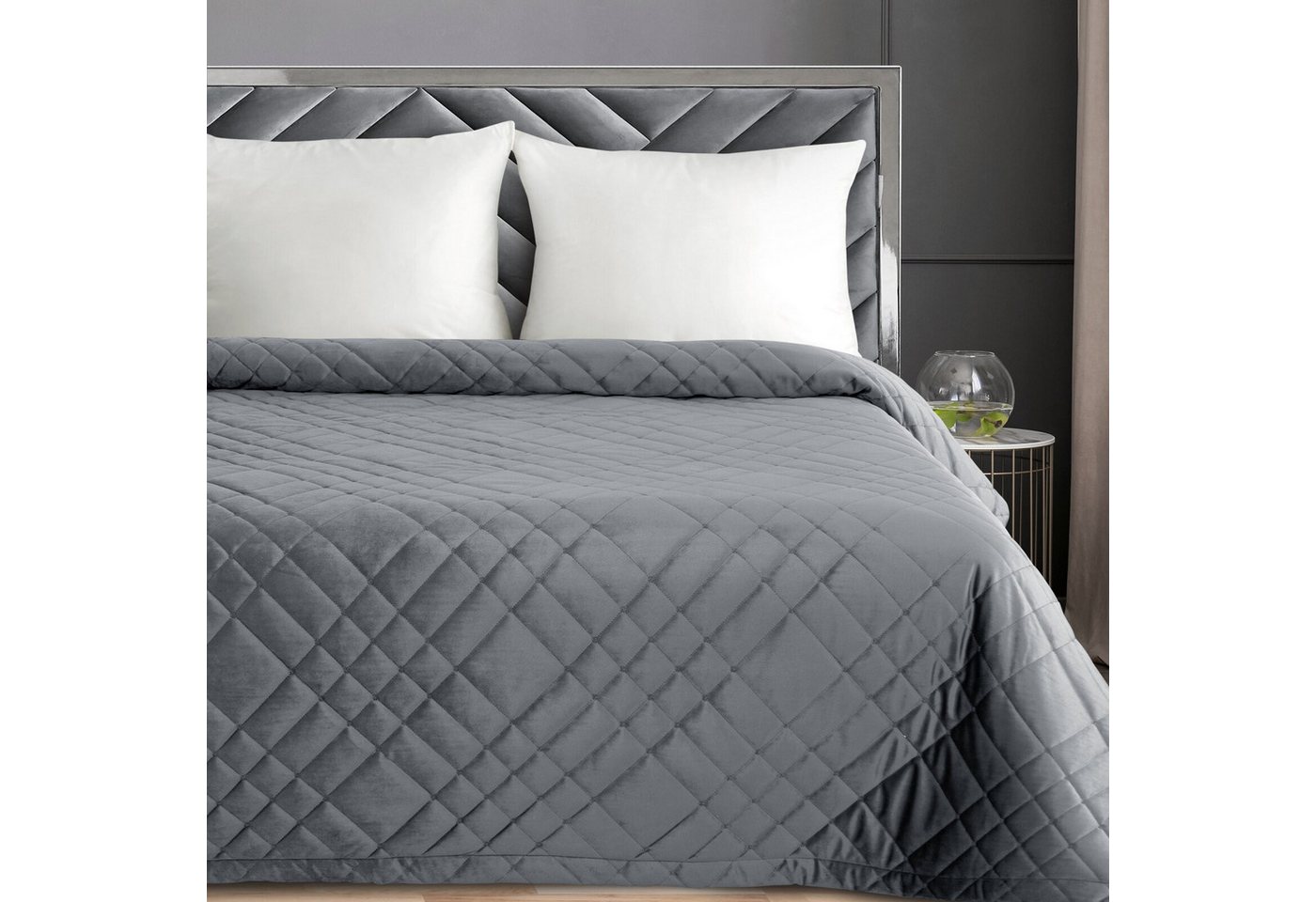 Eurofirany Tagesdecke RIA, Elegante Tagesdecke Velvet Sesseldecke Sofadecke Überwurf Samt – Bild 2 von 4