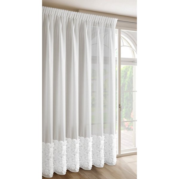 Eurofirany Vorhang ROSES (1 St), Kräuselband, transparent, Polyester, Sanfte Gardinen mit Rosen 140x250 400x160 70x150 350x250 350x160
