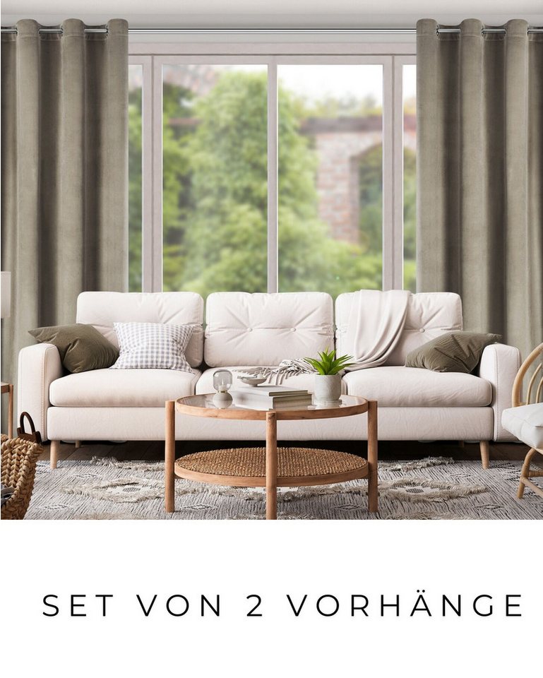 Eurofirany Vorhang VELVET (2 St), Ösen, blickdicht, Samt, 2er-Set Ösenschals aus Velvet, mit mittlerem Verdunkelungsgrad – Bild 4 von 5