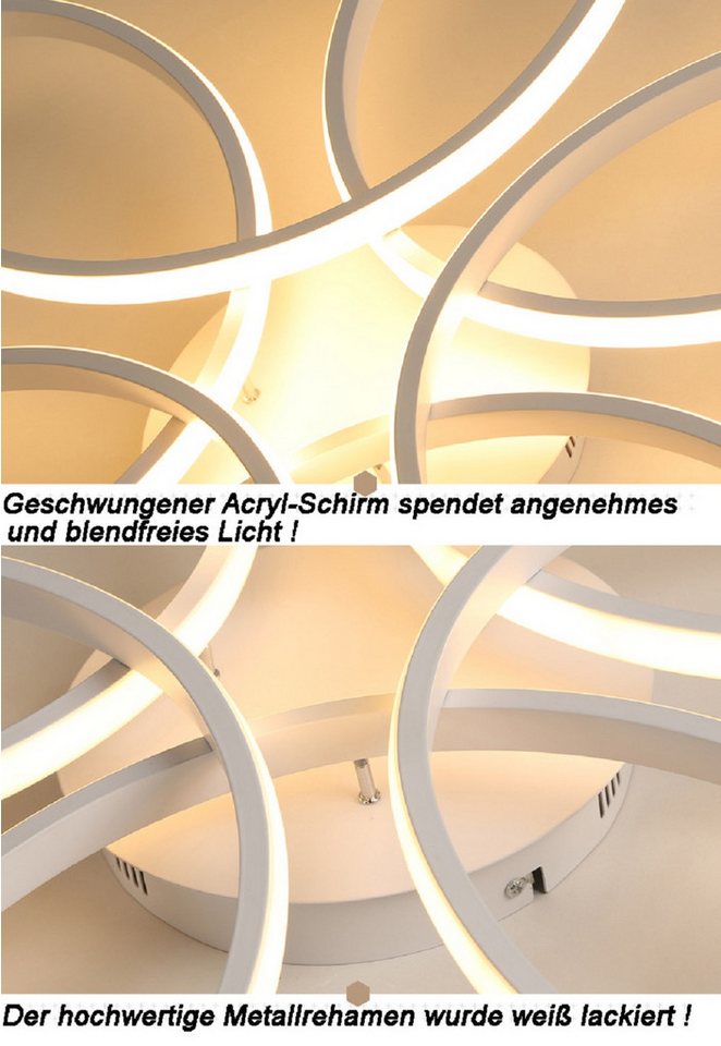 Eurohandisplay LED Deckenleuchte LED Deckenlampe Fernbedienung Lichtfarbe einstellbar dimmbar Leuchte, LED fest integriert, Warm- bis Kaltweiß einstellbar, Lich – Bild 3 von 4