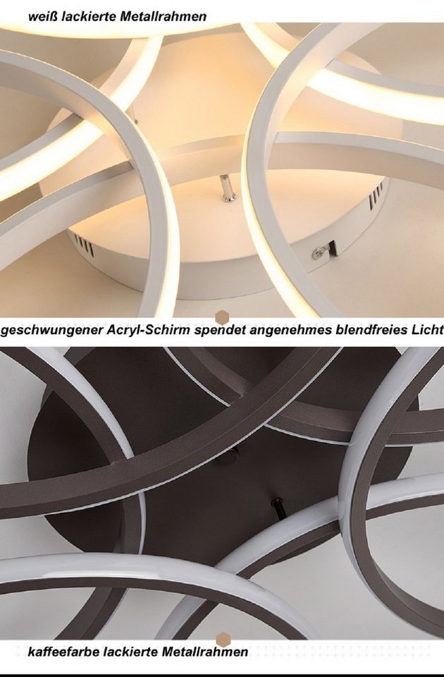 Eurohandisplay LED Deckenleuchte LED Deckenlampe Fernbedienung Lichtfarbe einstellbar dimmbar Leuchte, LED fest integriert, Warm- bis Kaltweiß einstellbar, Lich – Bild 4 von 4