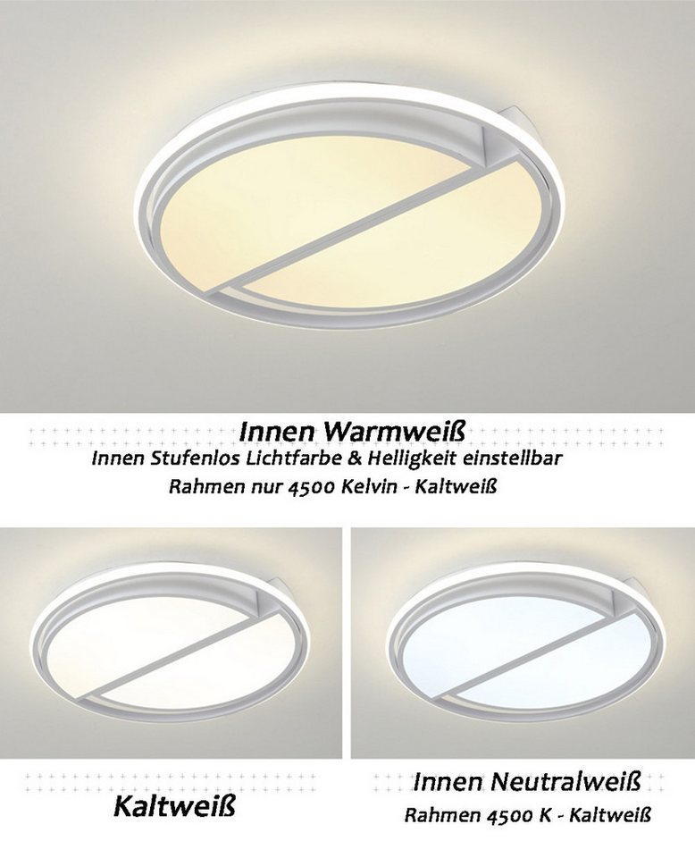 Eurohandisplay LED Deckenleuchte LED Deckenlampe Fernbedienung dimmbar Farbton einstellbar Top Angebot, LED fest integriert, Warm- bis Kaltweiß, Lichtfarbe und  – Bild 4 von 5