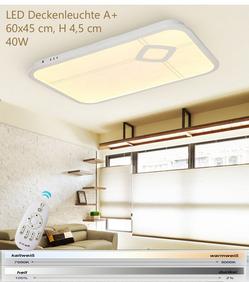 Eurohandisplay LED Deckenleuchte LED Deckenlampe Fernbedienung dimmbar Farbton einstellbar Top Angebot, LED fest integriert, Warm- bis Kaltweiß, Lichtfarbe und  – Bild 2 von 4