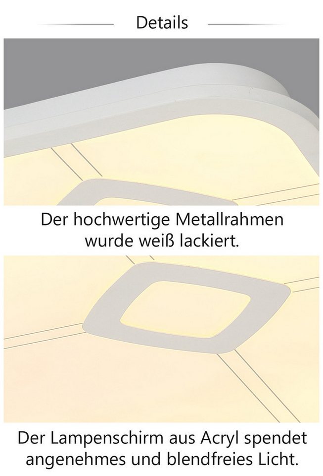 Eurohandisplay LED Deckenleuchte LED Deckenlampe Fernbedienung dimmbar Farbton einstellbar Top Angebot, LED fest integriert, Warm- bis Kaltweiß, Lichtfarbe und  – Bild 4 von 4