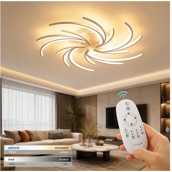 Eurohandisplay LED Deckenleuchte LED Deckenleuchte 2042 Fernbedienung Lichtfarbe einstellbar dimmbar, LED fest integriert, Warmweiß, Neutralweiß, Kaltweiß, Lich