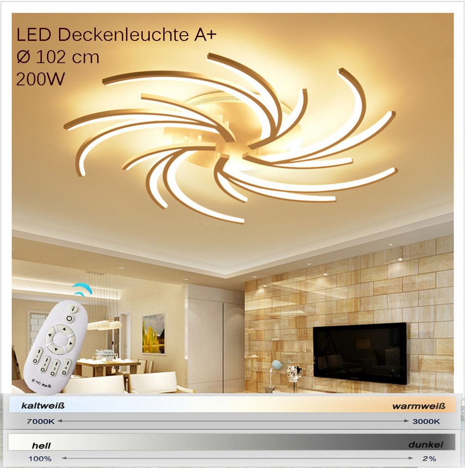 Eurohandisplay LED Deckenleuchte LED Deckenleuchte 2042 Fernbedienung Lichtfarbe einstellbar dimmbar, LED fest integriert, Warmweiß, Neutralweiß, Kaltweiß, Lich – Bild 3 von 5