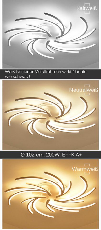Eurohandisplay LED Deckenleuchte LED Deckenleuchte 2042 Fernbedienung Lichtfarbe einstellbar dimmbar, LED fest integriert, Warmweiß, Neutralweiß, Kaltweiß, Lich – Bild 4 von 5