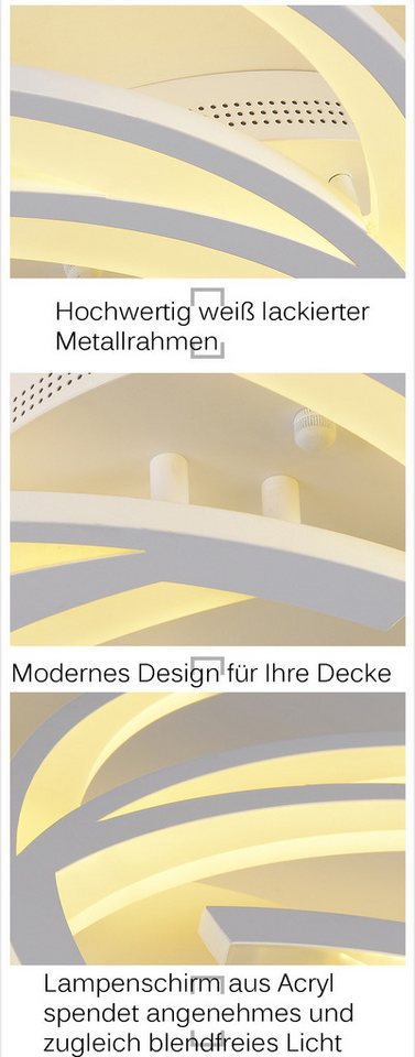 Eurohandisplay LED Deckenleuchte LED Deckenleuchte 2042 Fernbedienung Lichtfarbe einstellbar dimmbar, LED fest integriert, Warmweiß, Neutralweiß, Kaltweiß, Lich – Bild 5 von 5