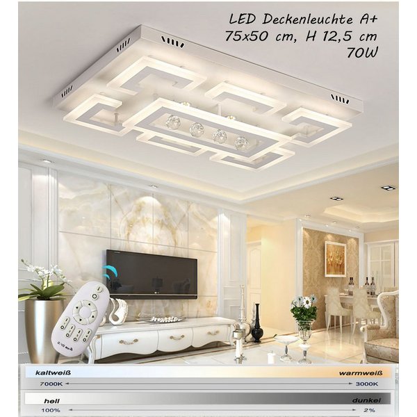 Eurohandisplay LED Deckenleuchte LED Deckenleuchte Kristall Lichtfarbe einstellbar mit Fernbedienung, LED fest integriert, Tageslichtweiß, Lichtfarbe und Hellig