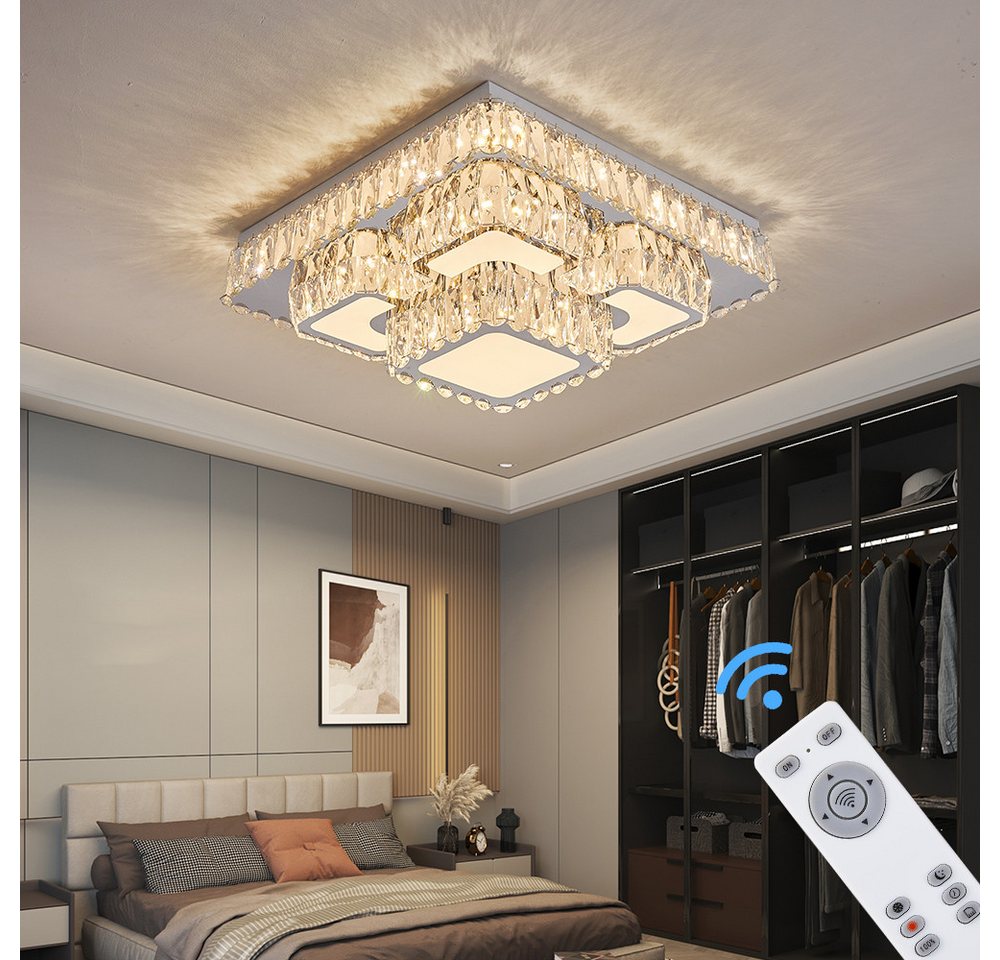 Eurohandisplay LED Deckenleuchte LED Deckenleuchte Kristall Lichtfarbe einstellbar mit Fernbedienung, LED fest integriert, Tageslichtweiß, Lichtfarbe und Hellig – Bild 4 von 5