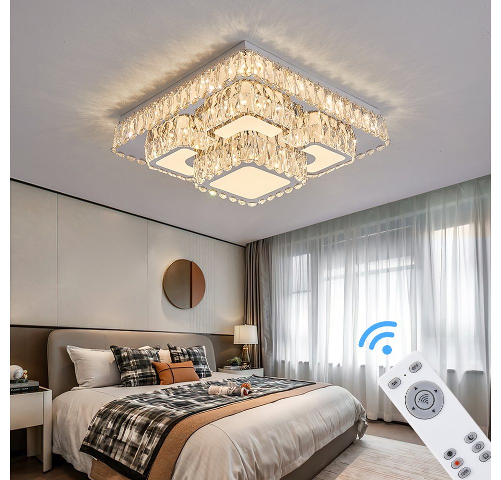 Eurohandisplay LED Deckenleuchte LED Deckenleuchte Kristall Lichtfarbe einstellbar mit Fernbedienung, LED fest integriert, Tageslichtweiß, Lichtfarbe und Hellig – Bild 5 von 5