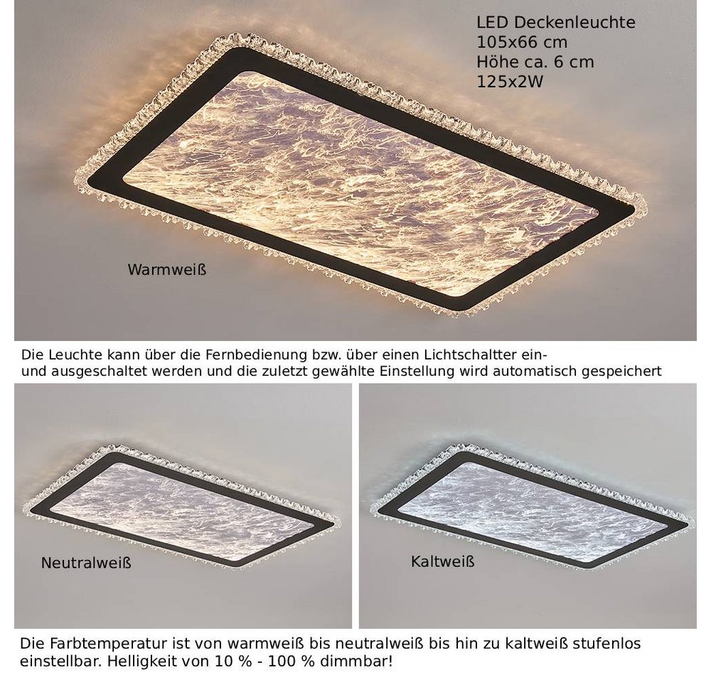 Eurohandisplay LED Deckenleuchte LED Deckenleuchte mit Fernbedienung Lichtfarbe Helligkeit einstellbar, LED fest integriert, Neutralweiß, Kaltweiß, Warmweiß, Li – Bild 5 von 5