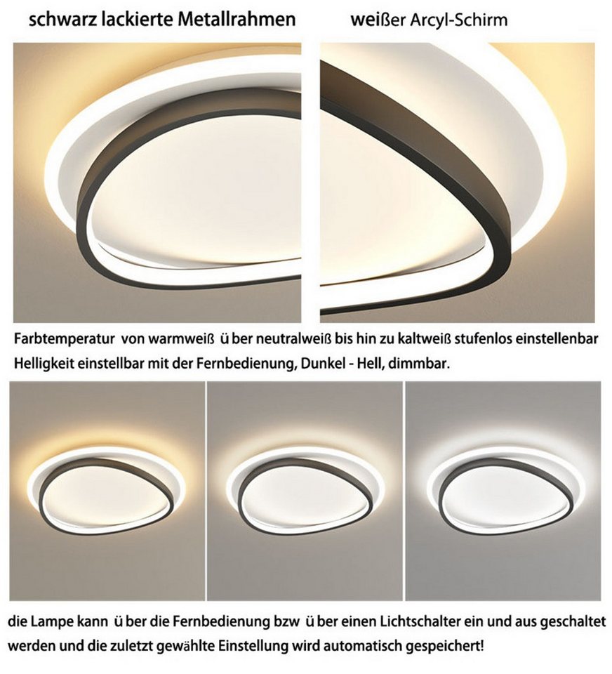 Eurohandisplay LED Deckenleuchte LED Deckenleuchte Fernbedienung Lichtfarbe Helligkeit einstellbar, LED fest integriert, Warm- bis Kaltweiß, Lichtfarbe und Hell – Bild 3 von 4
